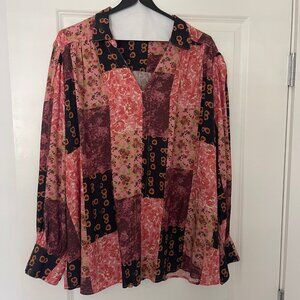 ANTHROPOLOGIE - Porridge Ivonne Patchwork Blouse - XL  - WORN TWICE